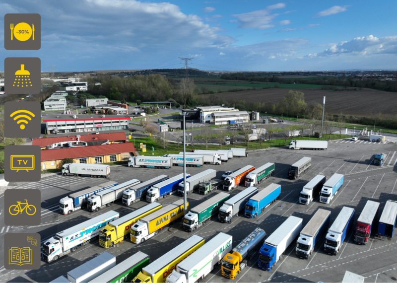 Les avantages clients du parking Truck Arena 31 : des services gratuits pour une pause confortable, 7j/7